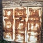 Rust-damaged garage door
